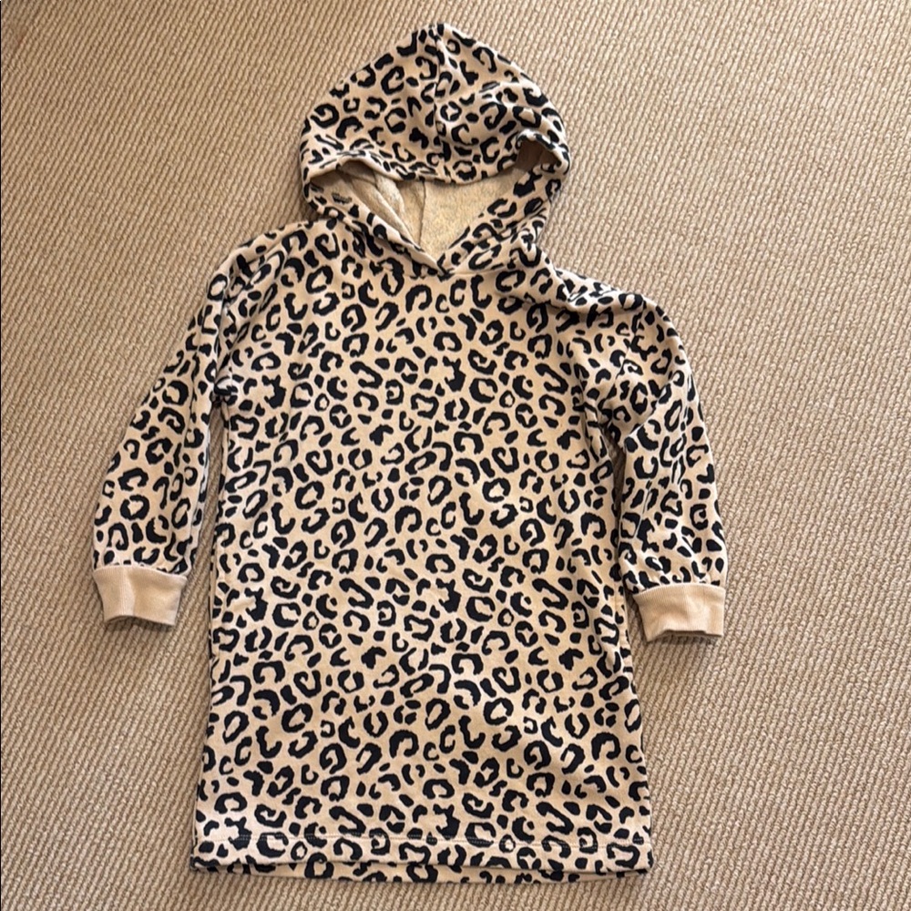 Old Navy Leopard Print Kids Hoodie dress/tunic - size S 6/7